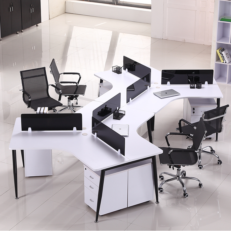 廈門辦公家具三人異形辦公桌敞開式組合位屏風_建筑材料欄目_