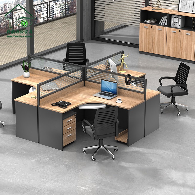 廈門職員辦公桌椅組合4人員工桌屏風工作位隔斷卡.