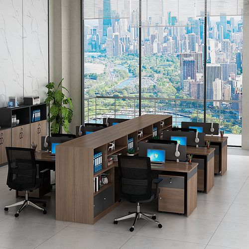 辦公桌椅組合4人職員桌廈門簡約現代員工桌子工作位辦公桌高柜桌