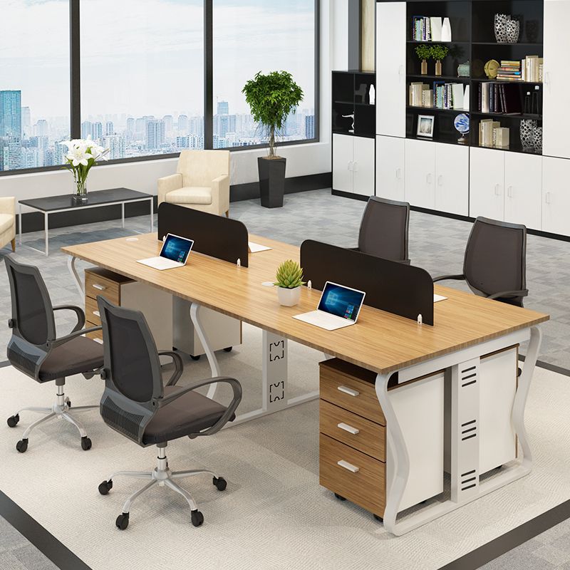 廈門辦公桌椅組合4人位職員桌2人屏風工作卡位鋼木員工桌電腦桌椅