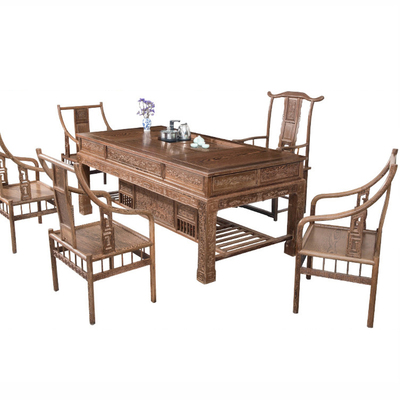 廈門泉州紅木家具 非洲雞翅木茶桌椅組合，中式仿古實木辦公茶臺雙用